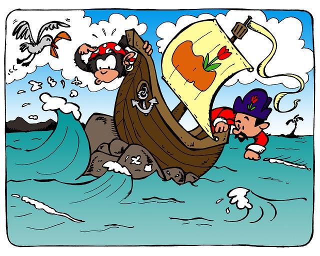 barco pirata mono naufragio