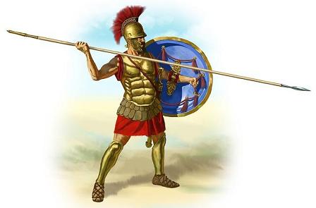 soldado romano con escudo y lanza