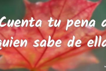 Cuenta tu pena a quien sabe de ella.