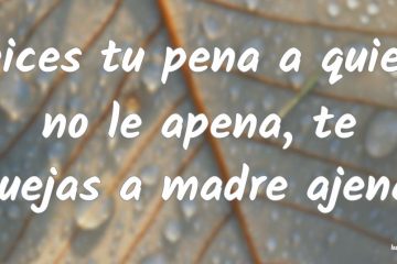 Dices tu pena a quien no le apena, quéjaste a madre ajena.