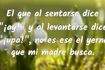 Quien al sentarse dice «¡ay!», y al levantarse «¡upa!», ése es el yerno que a mí no me gusta.