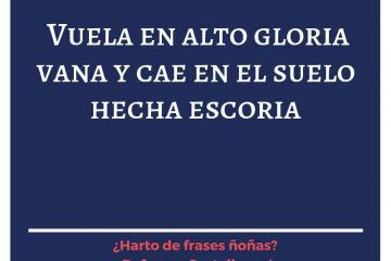 Vuela alto vanagloria, y cae al suelo hecha escoria.