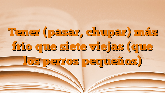 Tener (pasar, chupar) más frío que siete viejas (que los perros pequeños)