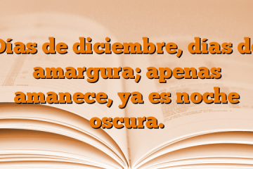 Días de diciembre, días de amargura; apenas amanece, ya es noche oscura.