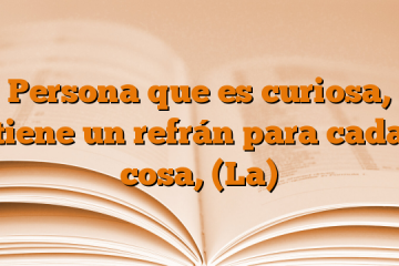 Persona que es curiosa, tiene un refrán para cada cosa, (La)